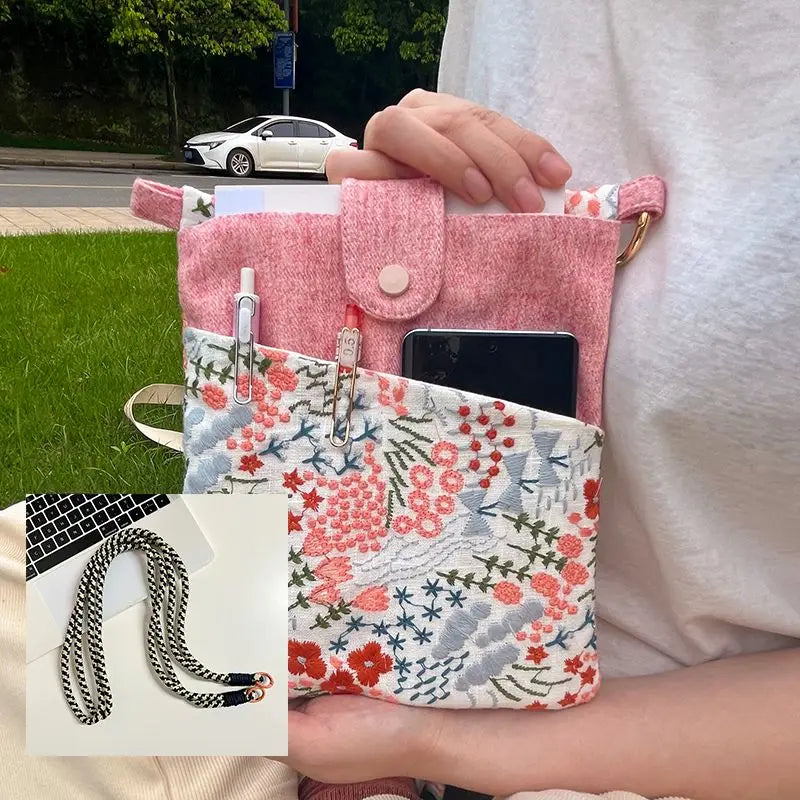 A5 Kawaii Storage Bag Multifunctional Chic Book Tote Portable Storage Pouch for Books Stationery Organizer Stationery Supplies
