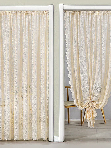 Bedroom Door Curtain French Style Lace Door Drape for Balcony And Bay Window White Girl's Decorative Partition Curtain