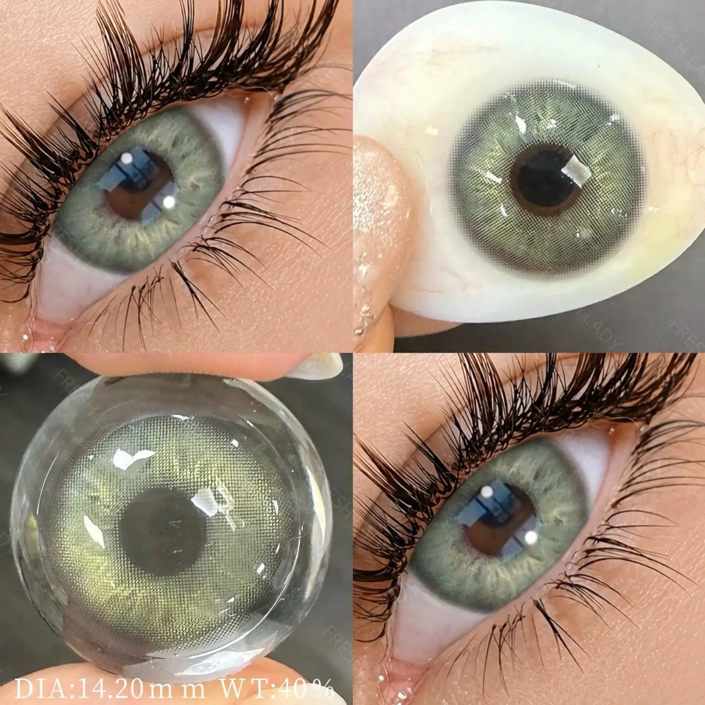 1 Pair Green Colored Contact Lenses Natural Pupils Eyes Soft lenses Soft Contacts 14.00-14.50mm Yearly Disposable