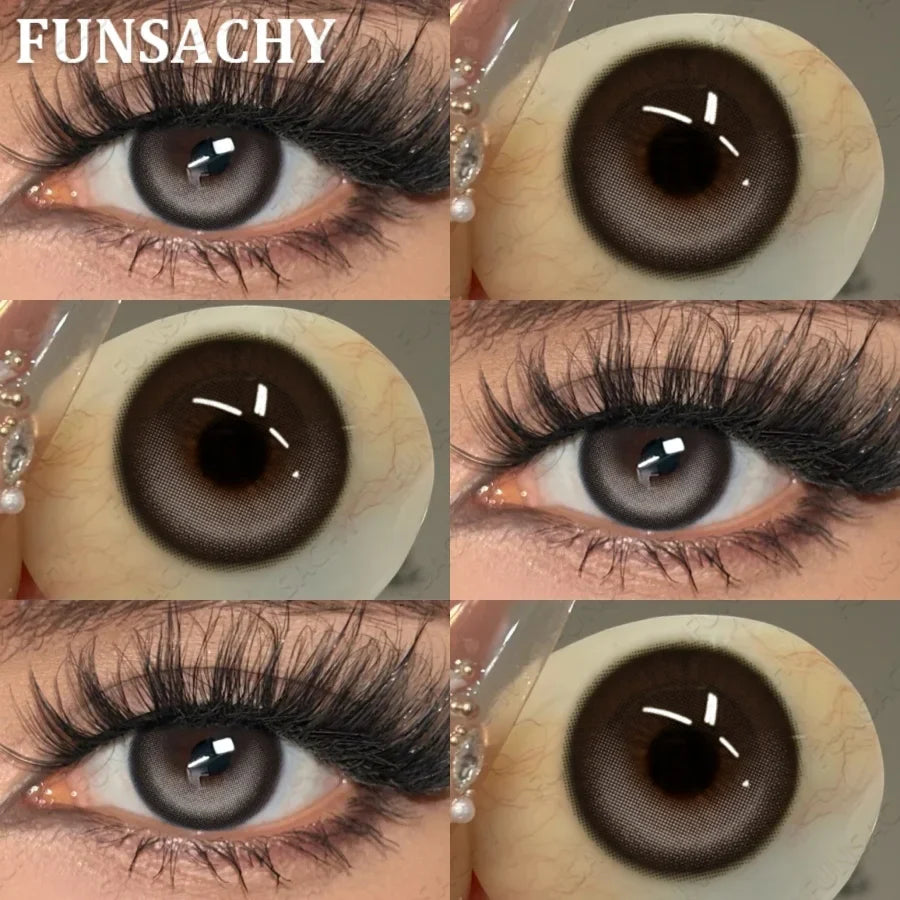 1 Pair Brown Color Contact Lenses Natural Eye Contacts Blue Colored Soft Lens Yearly Use Women Makeup Cosmetic Lenses