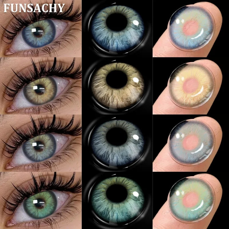 1 Pair Colored Contact Lenses with Case Lenses Beauty Pupils Green Contacts Circle Lens Natural Korean Softlens Yearly