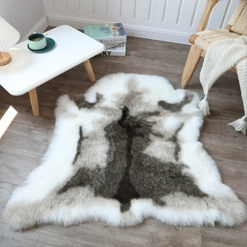 90x110cm Artificial Animal Fur Carpet Reindeer Blanket Luxury Fur Bedroom Bedside Carpet Living Room Sofa Chair Cushion Decor