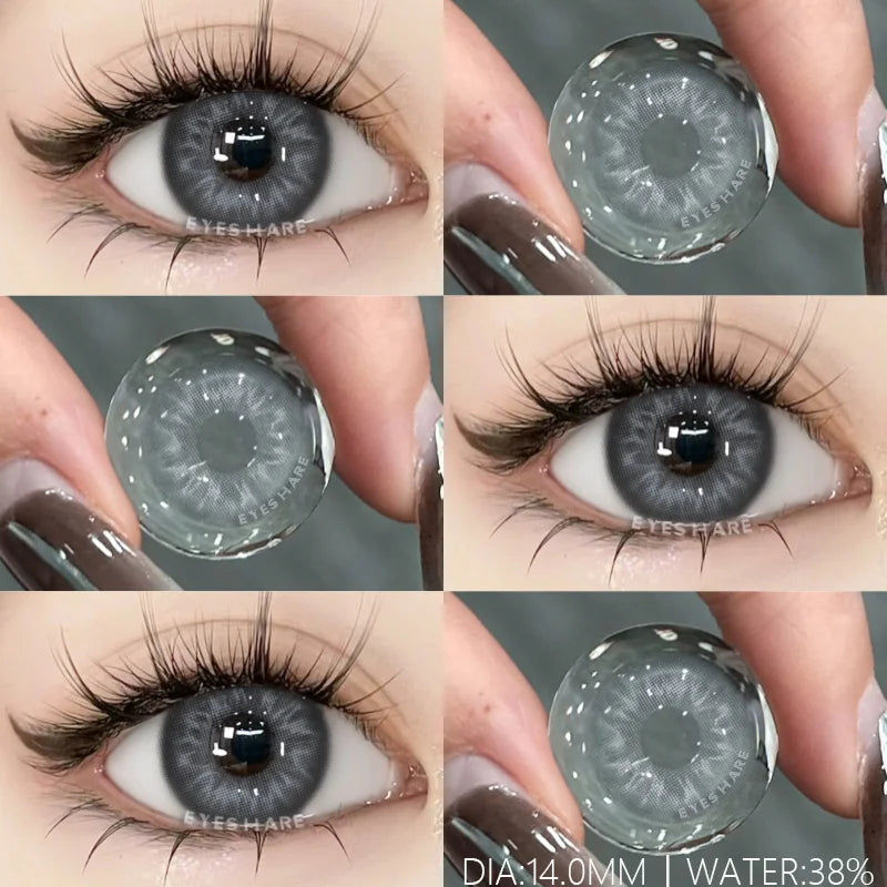 Ikeehome  Natural 1 Pair Color Contact Lenses for Eyes Brown Contact Lens Gray Lenses For Eyes Makeup Colored Lenses Yearly