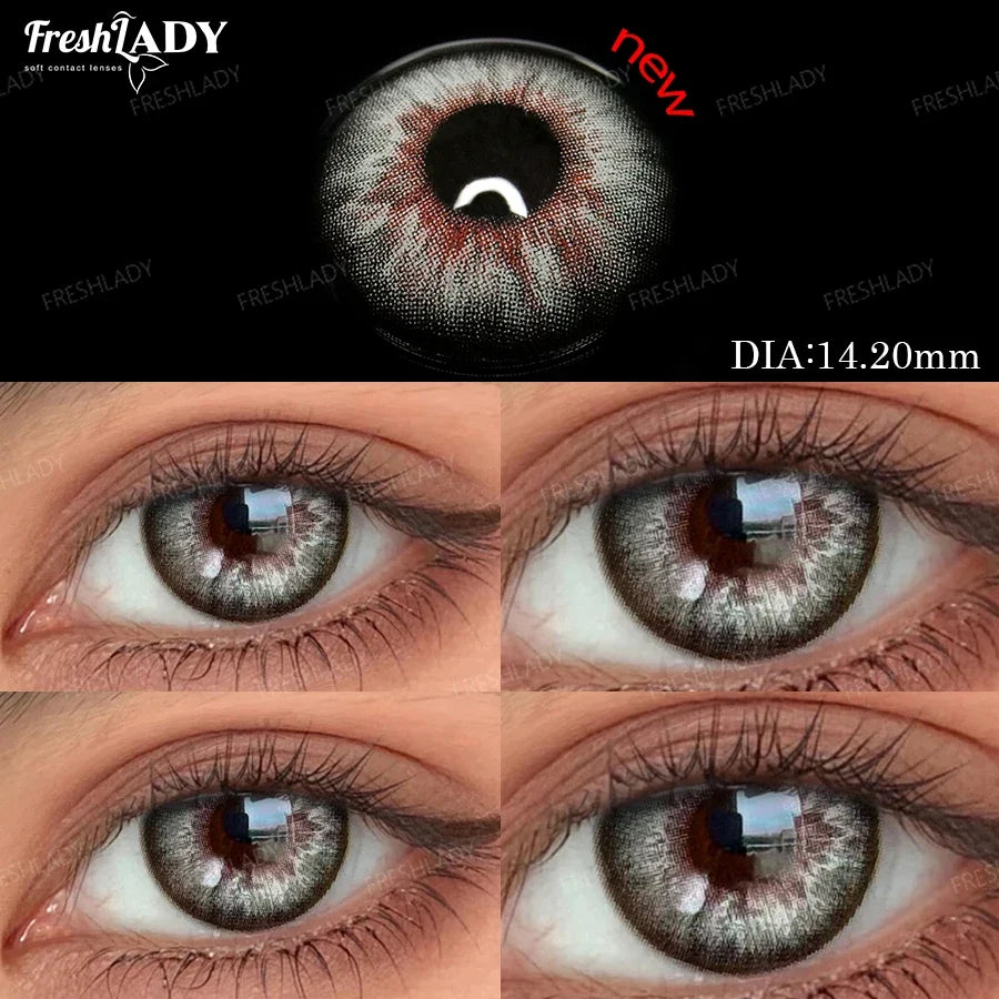 1 Pair Brown Colored Contact Lenses For Eyes Natural Gray Lenses Green Eyes Contact Makeup Beauty 14.20mm Yearly
