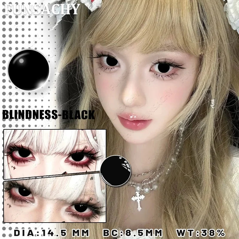Cosplay Lenses White Black Contact Lenses for Halloween Party Makeup Contact Lens 14.0mm/14.5mm Anime Cosplay Softlens