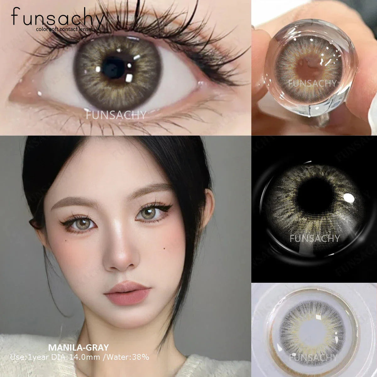 1 Pair Big Eyes Colored Contact Lenses Natural Brown Eyes Lens Gray Pupils Eyes Makeup Korean Style Contact Yearly Use