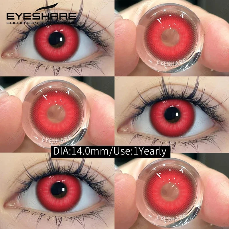 Halloween Red Contact Lenses 2PCS Crazy Style Coplay Color Contact Lenses for Eyes Anime Accessories Red Beauty Lenses