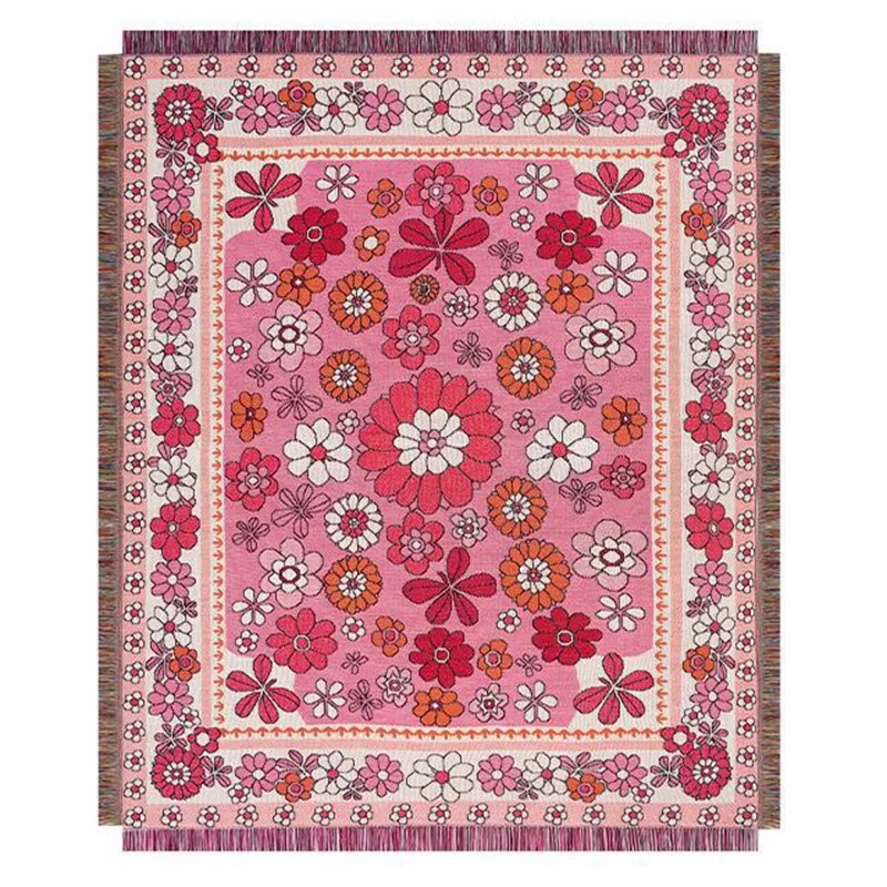 Kawaii Blanket Sofa Cover Cat Strawberry Blanket Knitted Linen Bedspread Sofa Towel Mat Tapestry Christmas For Home Decoration