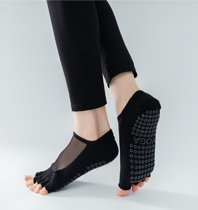 Ballet Sheer Mesh t Anti-Slip Grip Socks 5 Pairs/Pack