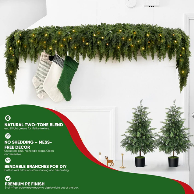 The EverLush Cedar Garland - Cozy Glow, Zero Hassle + CHRISTMAS HOT SALE 50% OFF