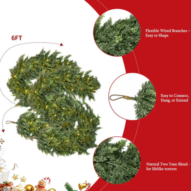 The EverLush Cedar Garland - Cozy Glow, Zero Hassle + CHRISTMAS HOT SALE 50% OFF