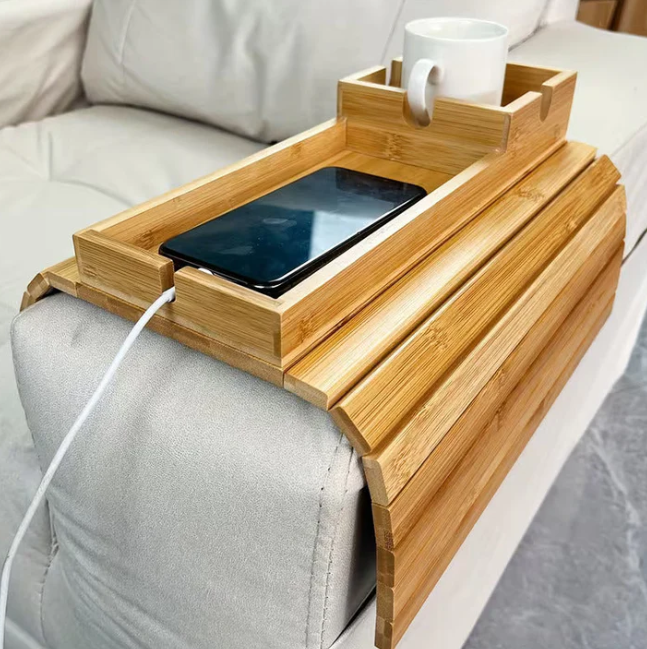The Valcero LoungeLedger Tray - Universal Organizer, Stable Base, and Calming Natural Wood + 50% OFF