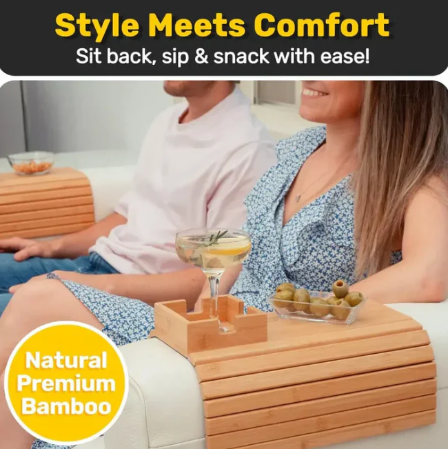 The Valcero LoungeLedger Tray - Universal Organizer, Stable Base, and Calming Natural Wood + 50% OFF