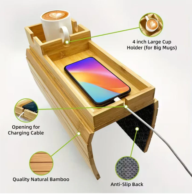 The Valcero LoungeLedger Tray - Universal Organizer, Stable Base, and Calming Natural Wood + 50% OFF
