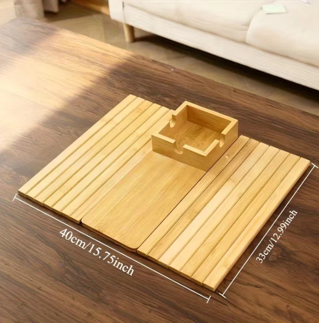 The Valcero LoungeLedger Tray - Universal Organizer, Stable Base, and Calming Natural Wood + 50% OFF
