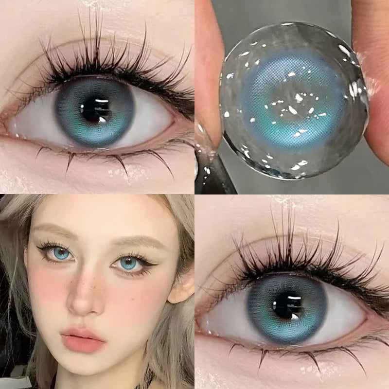 NEW Brown Eye Lens 1 Pair Beauty Purple Contact Lenses for Eyes Myopia 0~-8.00 Degree Natural Blue Fashion Soft Lens