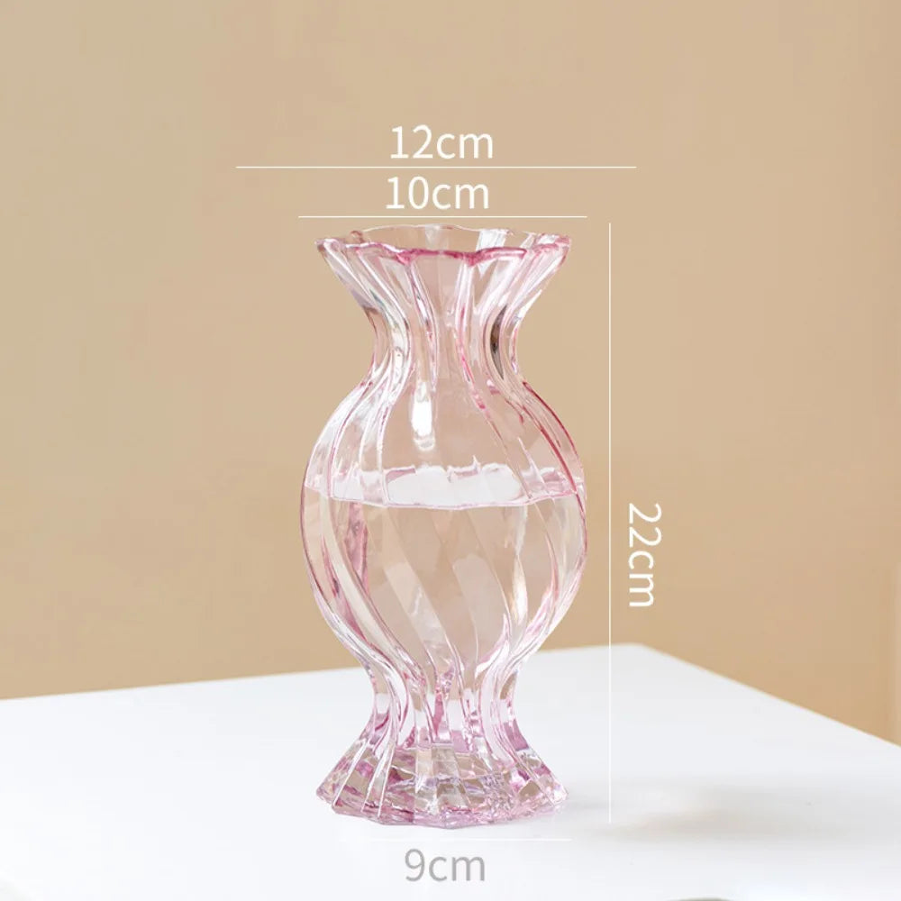 Modern Textured Glass Vase Decorative Flower Arrangement Container for Tabletop Wedding Party Indoor Home Decor