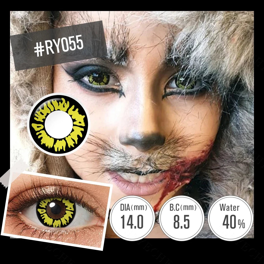 Contact Lenses For Cosplay Contacts Lens Eye Ywllow And Green Contact Lenses Yearly 14.0/14.2mm