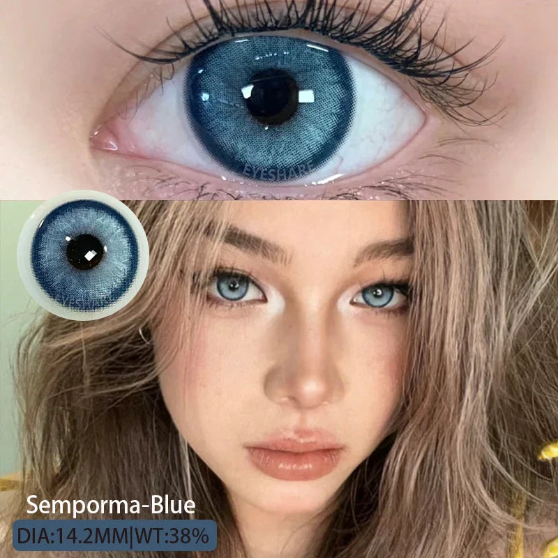 1pair Blue Contact Lenses For Eyes Korean Cute Lens Eye Makeup Pupil Brown Softlenses Women's color contact lenses