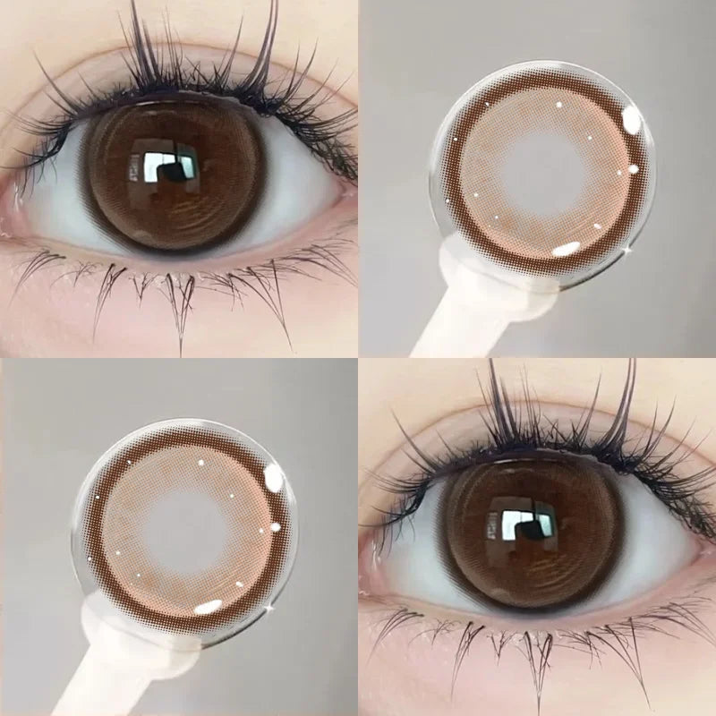 1pair Natural Myopia Lenses Korean Lenses Colored Contact Lenses with Prescription Brown Lenses Soft Grey Beauty Pupil