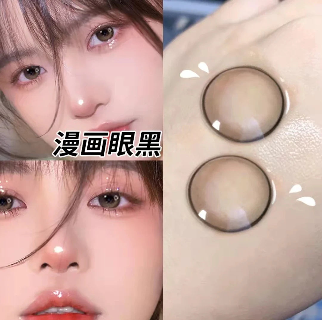 Two Pairs of Large Diameter Black Eye Color Contact Lenses Prescription Myopic Band Diopter Lenses Eye Use Cosmetics Naturally