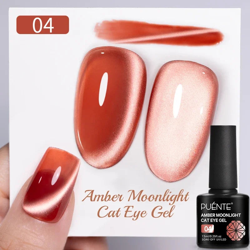 7.5ML Amber Moonlight Cat Magnetic Gel Nail Polish WaterLight Cat Eye Gel Soak Off Semi-Permanent Nail Art Varnish For Manicure