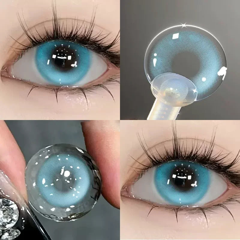 Blue Myopia Contact Lenses for Eyes Color Lenses Cosplay Natural Pupil Beauty Cosmetic Blue Contacts Yearly 2pcs/pair