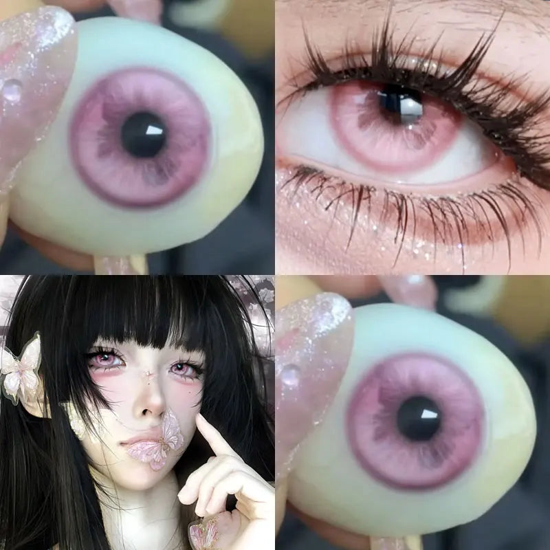 1Pair Colored Contact Lenses Cosplay Red Blue Purple Green Brown Grey Anime Lenses Halloween Beauty Cosmetic for Eye
