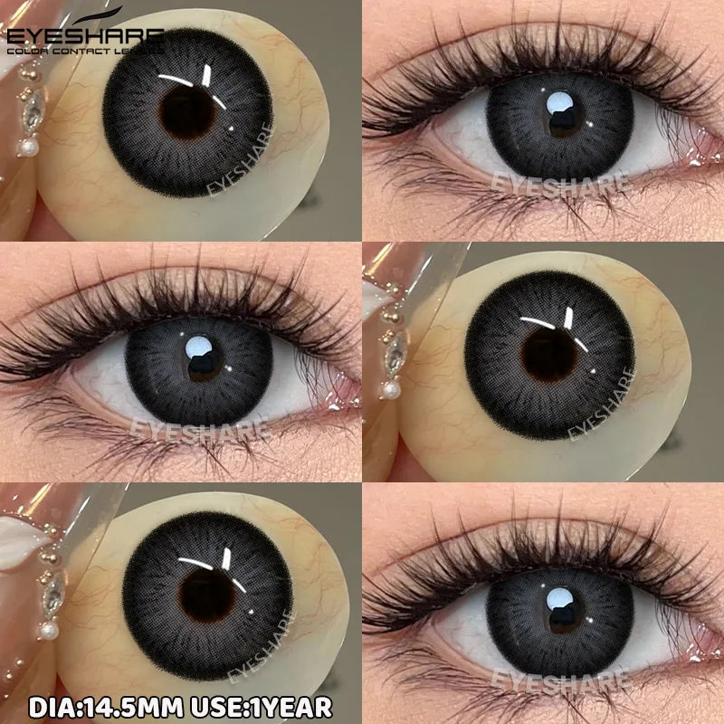 1pair/2pcs Blue Contact Lenses Color Contacts for Eyes Brown Eye Lenses Gray Lenses Yearly Cosmetic Makeup Eye Contacts