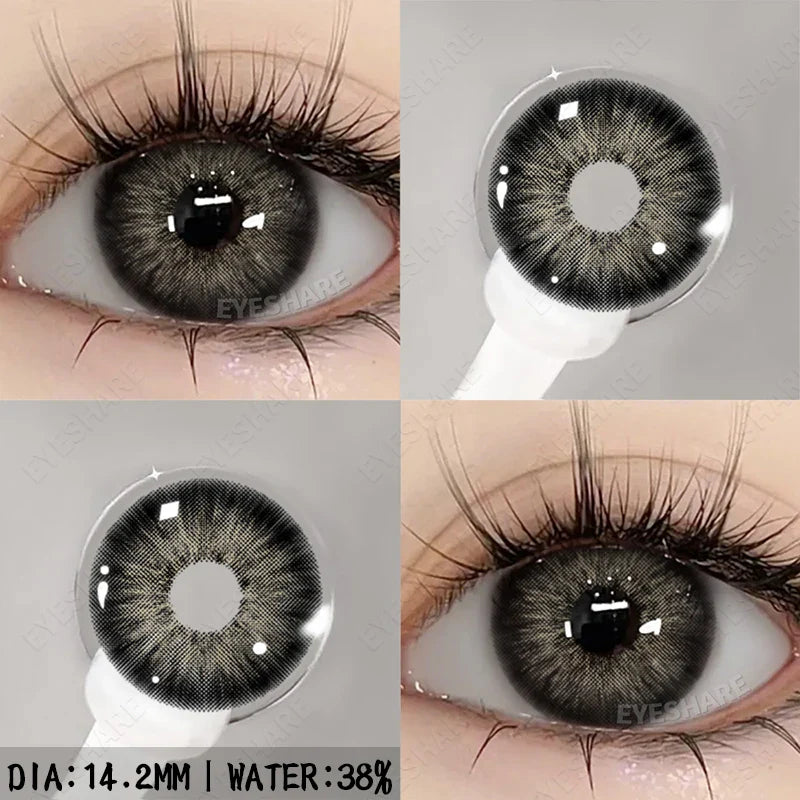 Ikeehome  2Pcs Color Contact Lenses with Eyes Natural Blue Contact Lenses Brown Pupils Beauty Gray Lenses Yearly Green Contacts