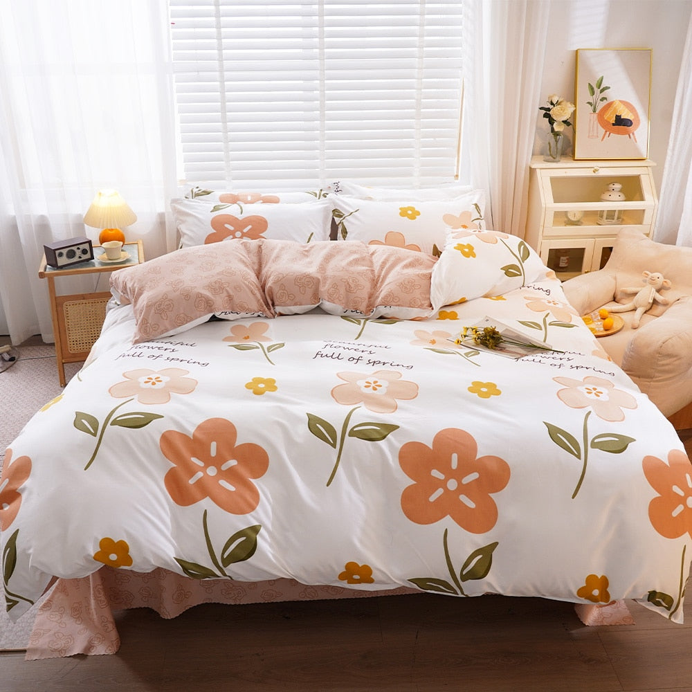 Nordic bedding set double bed set 4 pieces blanket cover duvet cover set pillowcases linen sheet king size 150 90