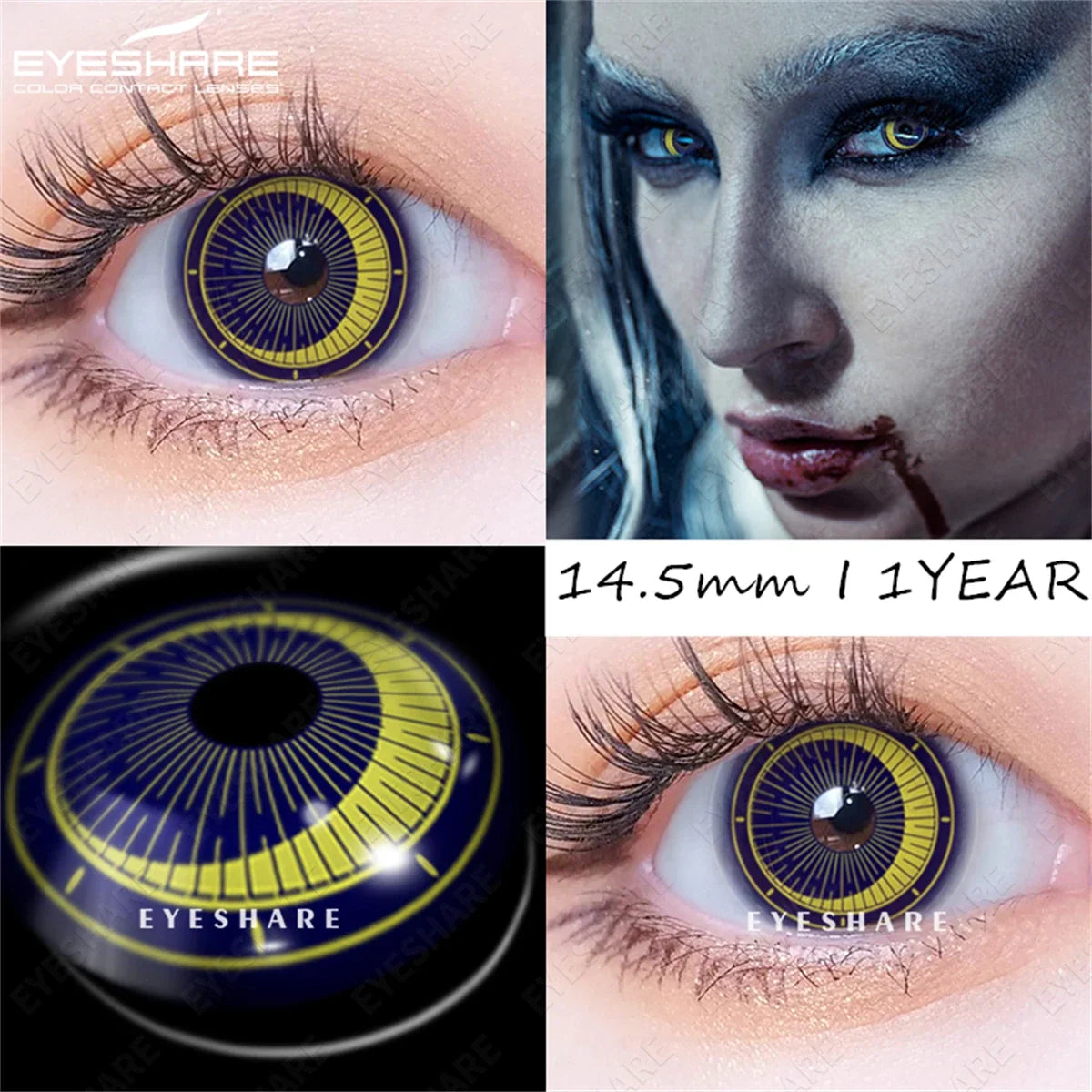 2pcs Cosplay Colored Contact Lenses Anime Blue Red Eyes Lenses Halloween Green Makeup Eyes Contact Crazy Lens Yearly