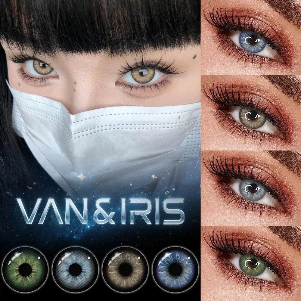 Contacts Colored Contact Lenses Lens Cosmetic Natural Brown 2Pcs 12 Months 1 Year Yearly Use