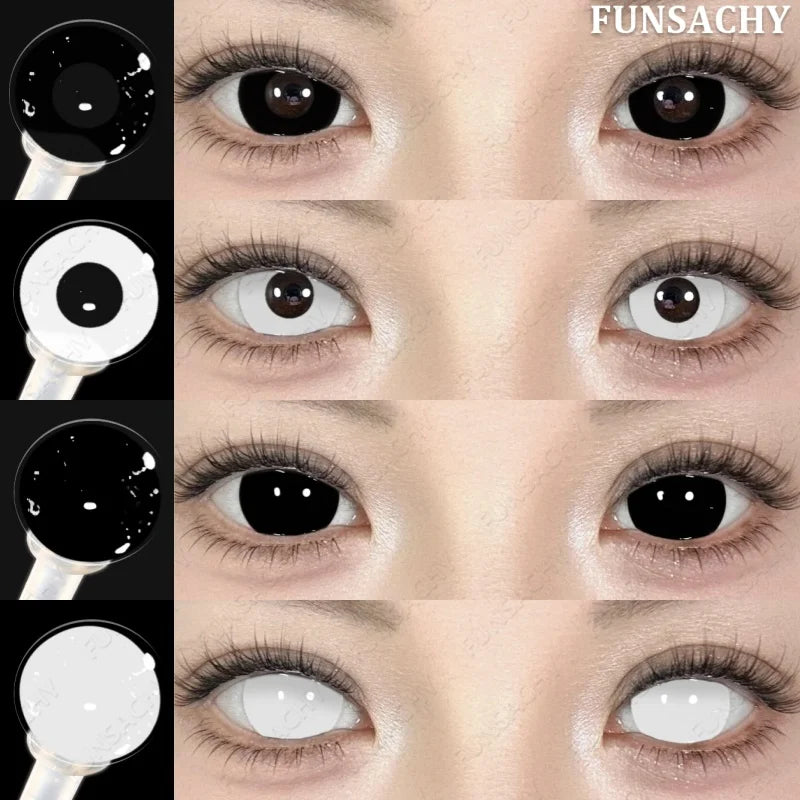 Cosplay Lenses White Black Contact Lenses for Halloween Party Makeup Contact Lens 14.0mm/14.5mm Anime Cosplay Softlens