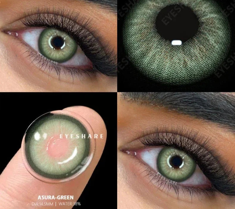 2pcs New Colored Contact Lenses Fashion Yearly Green Eyes Lenses Natural Blue Eye Lenses Gray Pupils Lens