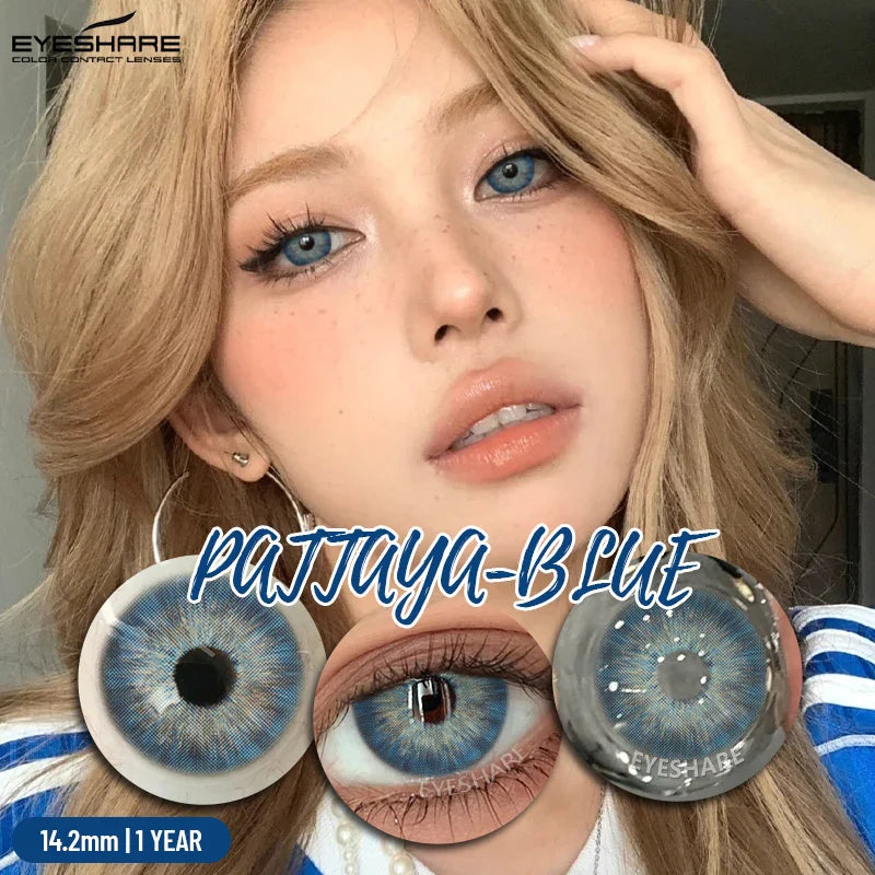 Ikeehome  2Pcs Color Contact Lenses with Eyes Natural Blue Contact Lenses Brown Pupils Beauty Gray Lenses Yearly Green Contacts