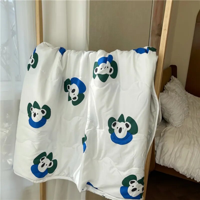 Cute Cartoon Bear Rabbit Blanket Large Soft Cotton Bedspread Sofa Cover Kids Adults Nap Quilt Throw Blanket Home Hotel Bed Cover