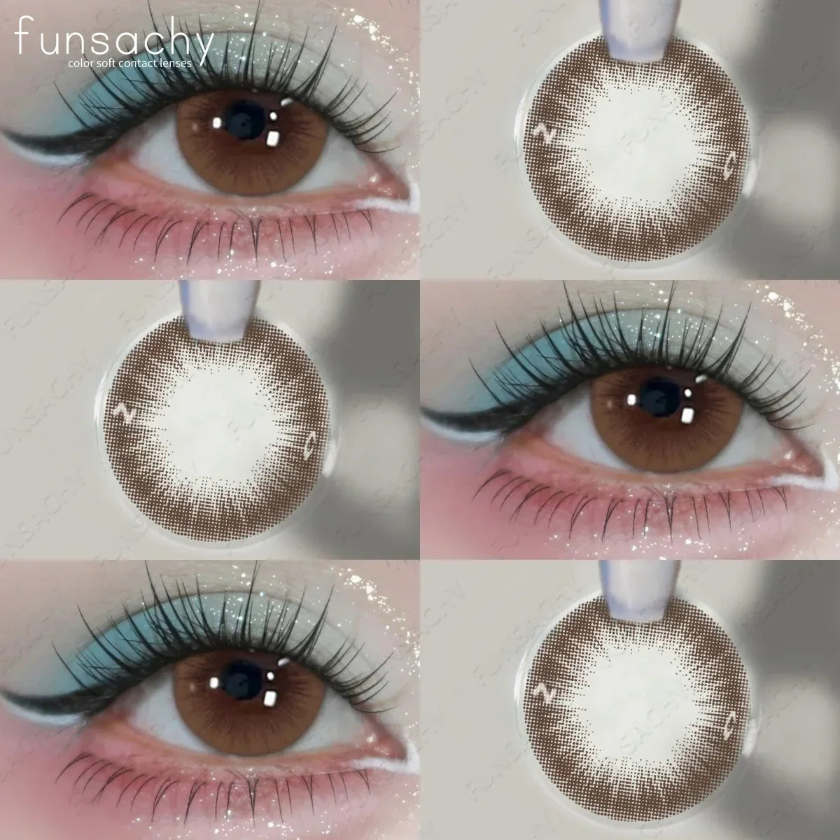 Blue Lenses with Prescription Myopia Colored Contact Lenses for Eye Cosmetic Eye Contacts Lens with Degree Yearly Pupil