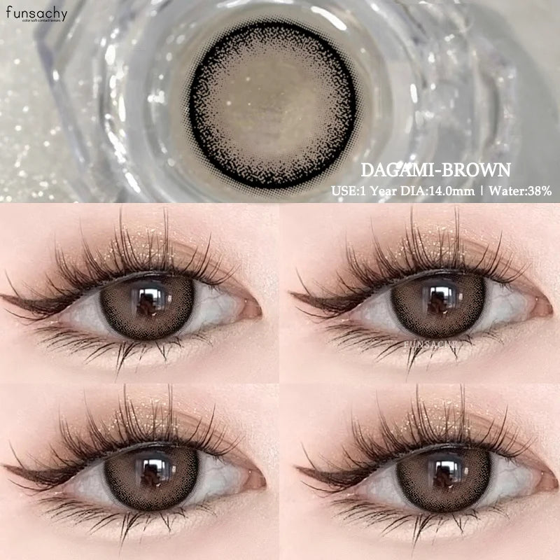 1Pair Natural Brown Contact Lenses for Eyes Colored Lenses Gray Pupils Big Eye Lenses Fashion Beauty Contacts Yearly