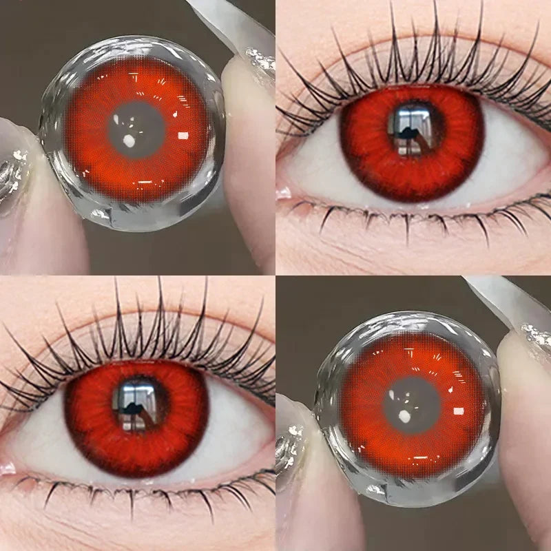 1pair Blue Green Red Color Contact Lenses 6months Halloween Crazy Circle Lens 14.5mm