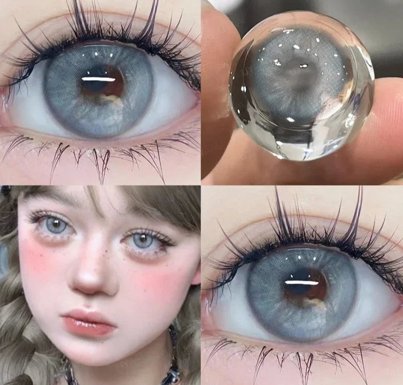 1 Pair Color Contact Lenses Blue Eye Color Lenses Green Colored Lens Disposable Korean Fashion Lenses with Diopters
