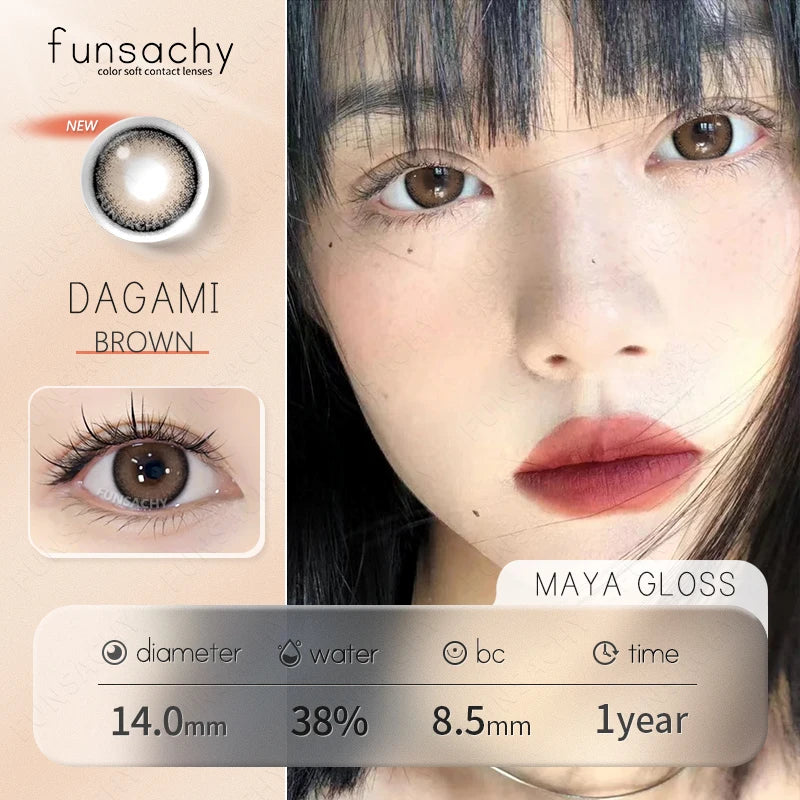 1Pair Natural Brown Contact Lenses for Eyes Colored Lenses Gray Pupils Big Eye Lenses Fashion Beauty Contacts Yearly