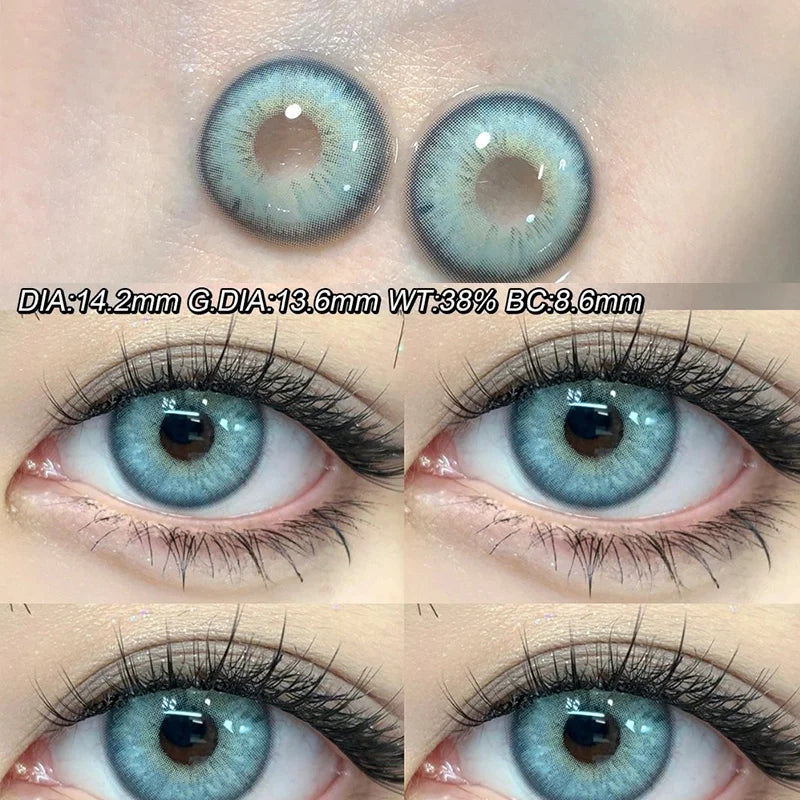 1Pair Blue Eye Lenses Contact Lenses for Eyes Color with Diopters Myopia 0 to -8.00 Degree High Quality Korean Lenses