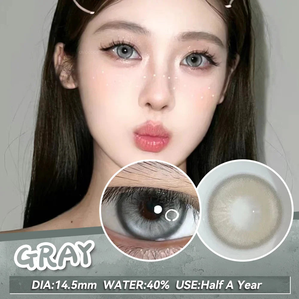 (2pcs)1Pair Myopia Color Contact Lenses for Eyes Fashion Prescription Lenses Beauty Pupils Blue Green Brown Grey Lenses