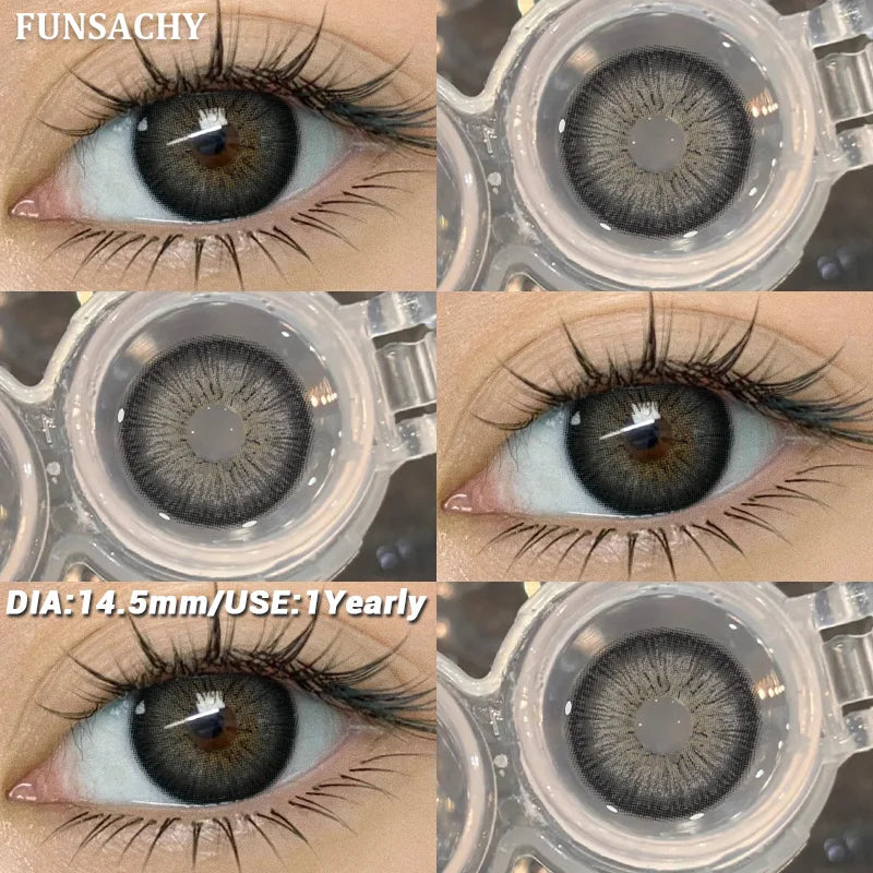 1 Pair Colored Contact Lenses BROWN Natural Eye Contacts Super Natural Lens Gray Color Lens Beautiful Pupils Cosmetics