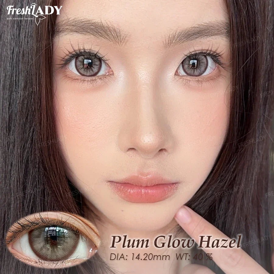 1 Pair Plum Glow Series Colored Contact Lenses Natural Brown Pupils Eyes Contact lenses Gray Soft Contacts 14.20mm