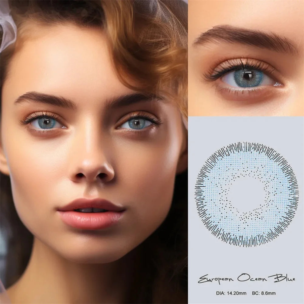 Eyes Color Contacts Colored Contact Lenses Lens Small Pupil Beauty Prescription Myopia Daily 14.2mm 2Pcs Half Year