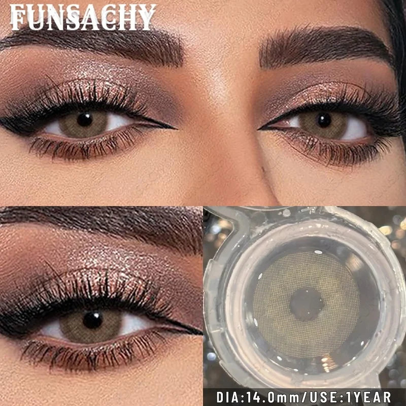 1 Pair Blue Color Contact Lenses for Eyes Women Makeup Pupils Natural Brown Gray Contact Lenses Beautiful Pupils Yearly