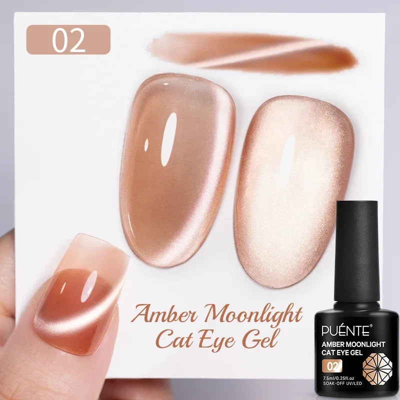 7.5ML Amber Moonlight Cat Magnetic Gel Nail Polish WaterLight Cat Eye Gel Soak Off Semi-Permanent Nail Art Varnish For Manicure