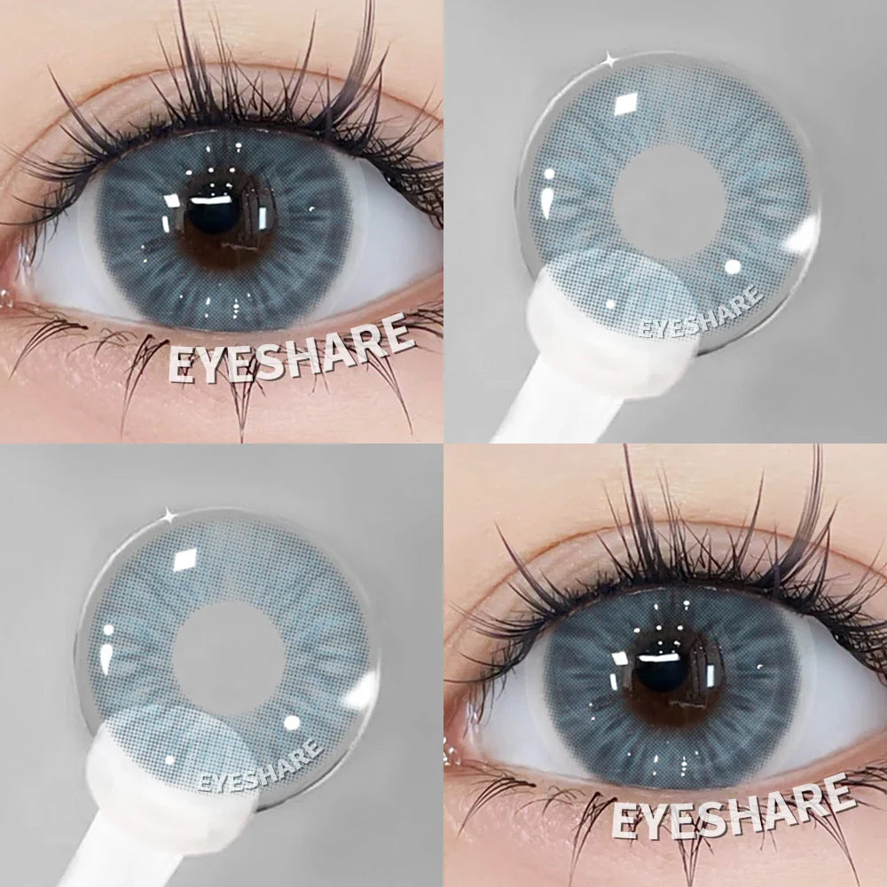 2pcs Blue Color Contact Lenses Natural Gray Eye Lens Beautiful Pupils Yearly Fashion Brown Softlens Cosmetics